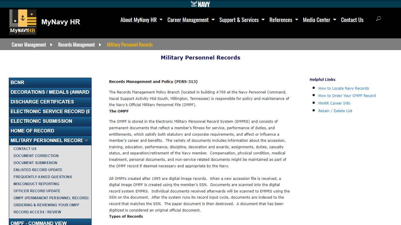 Military Personnel Records - Navy